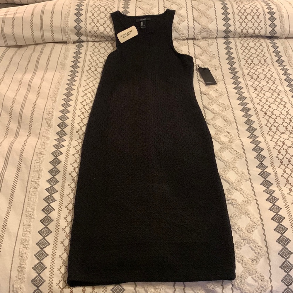 Womens black fitted midi dress